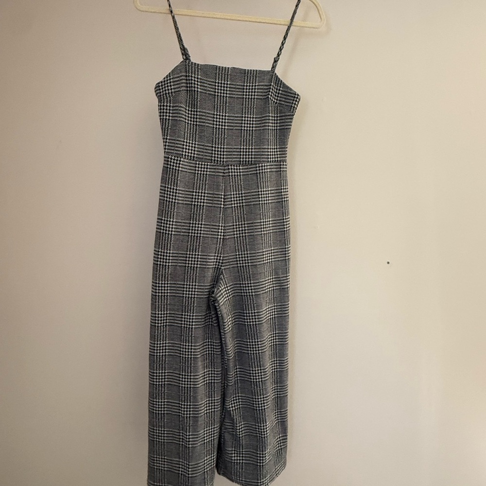 Forever 21 Black and White Plaid Jumpsuit